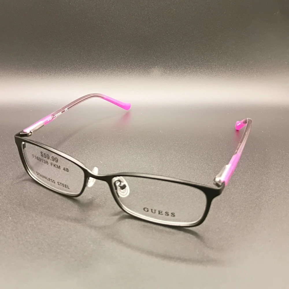 Guess Women's Glasses with Black Frame and Pink Accents